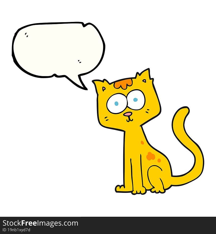 freehand drawn speech bubble cartoon cat