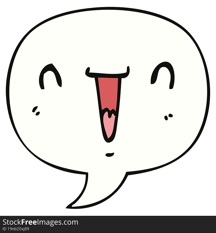 cute happy cartoon face and speech bubble