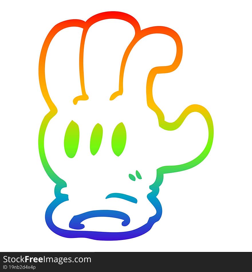 Rainbow Gradient Line Drawing Cartoon Glove Hand