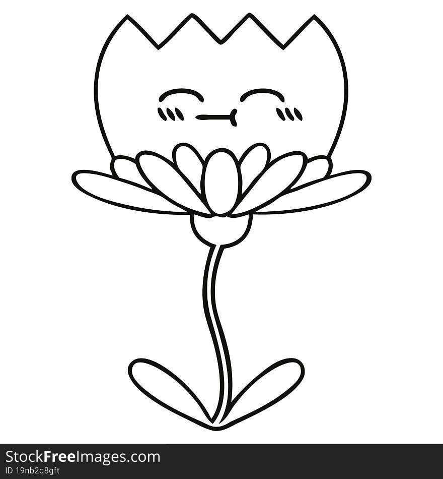 line drawing cartoon flower