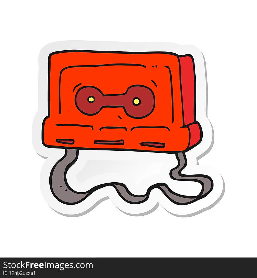 sticker of a cartoon cassette tape