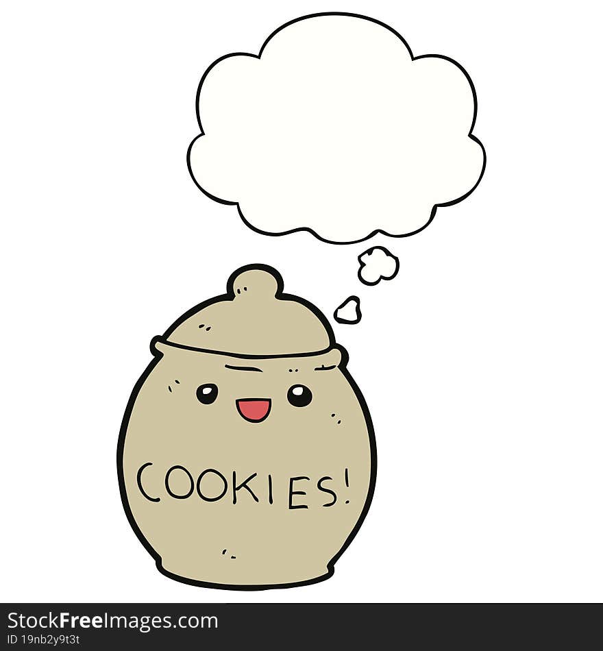 cute cartoon cookie jar with thought bubble. cute cartoon cookie jar with thought bubble