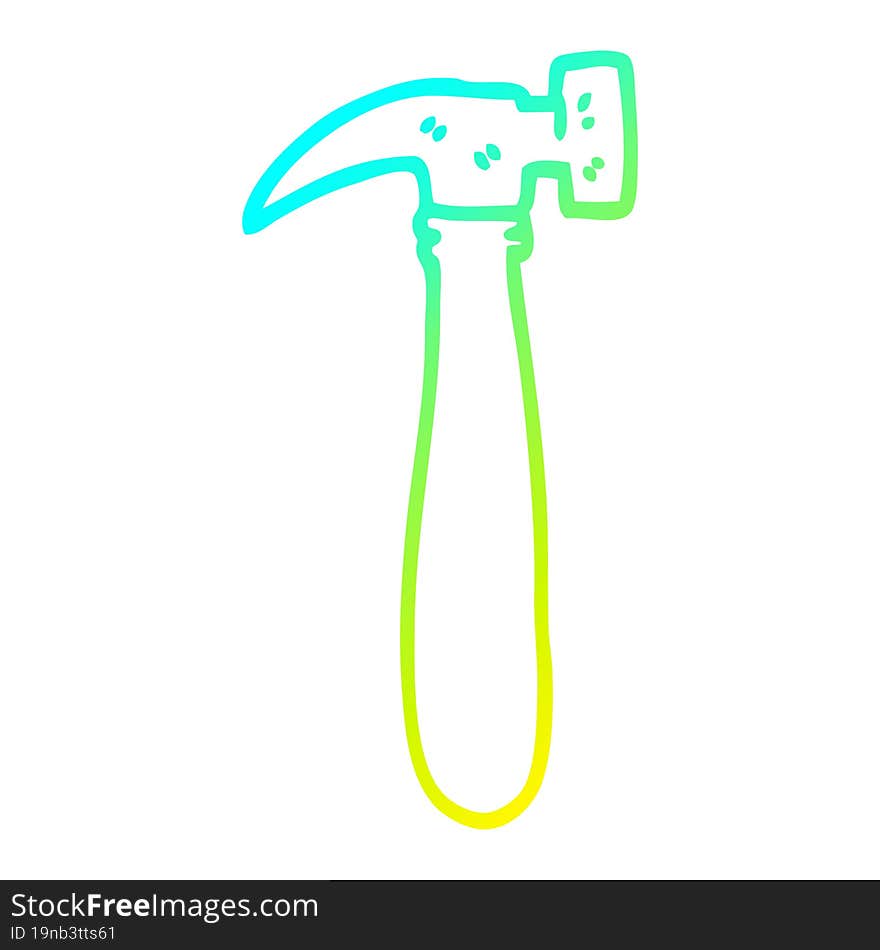 cold gradient line drawing cartoon hammer