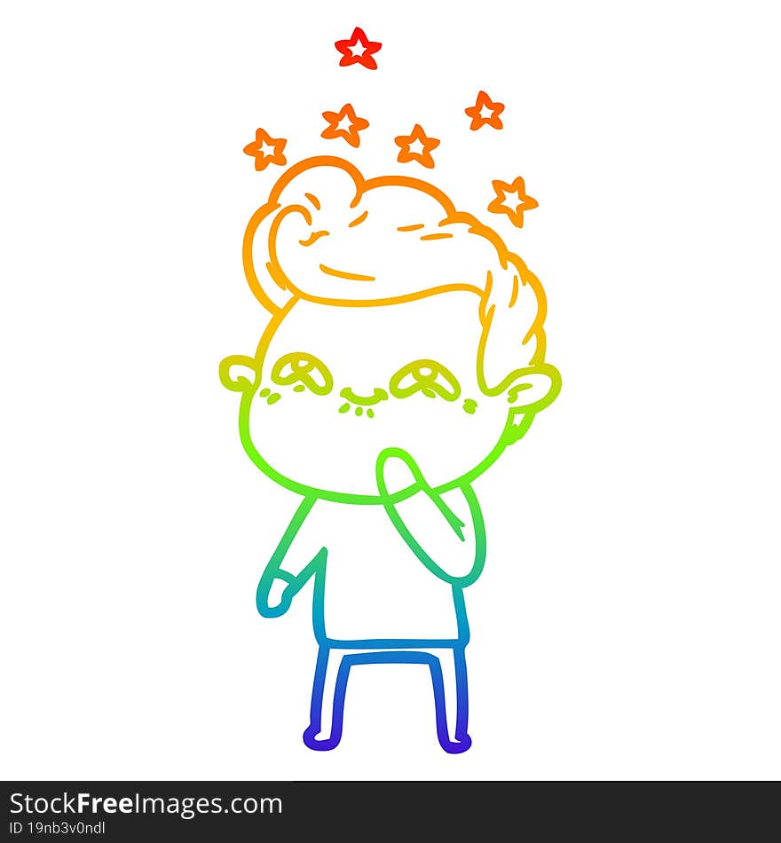 rainbow gradient line drawing cartoon excited man