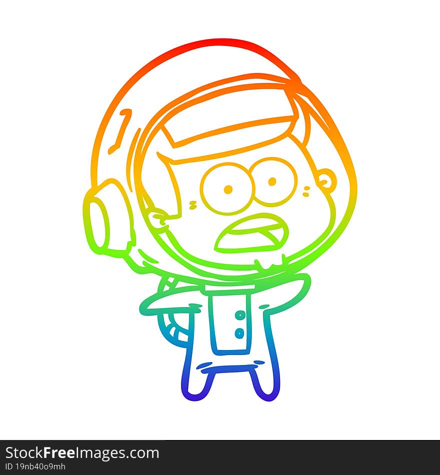 rainbow gradient line drawing cartoon surprised astronaut