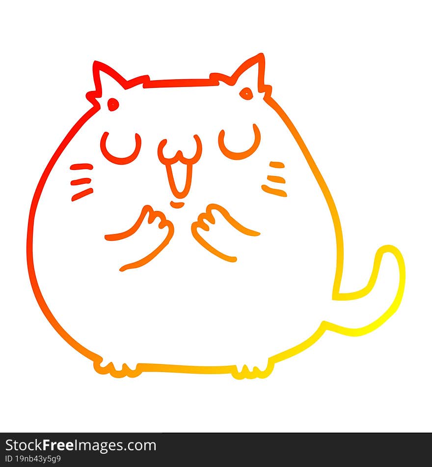 warm gradient line drawing happy cartoon cat