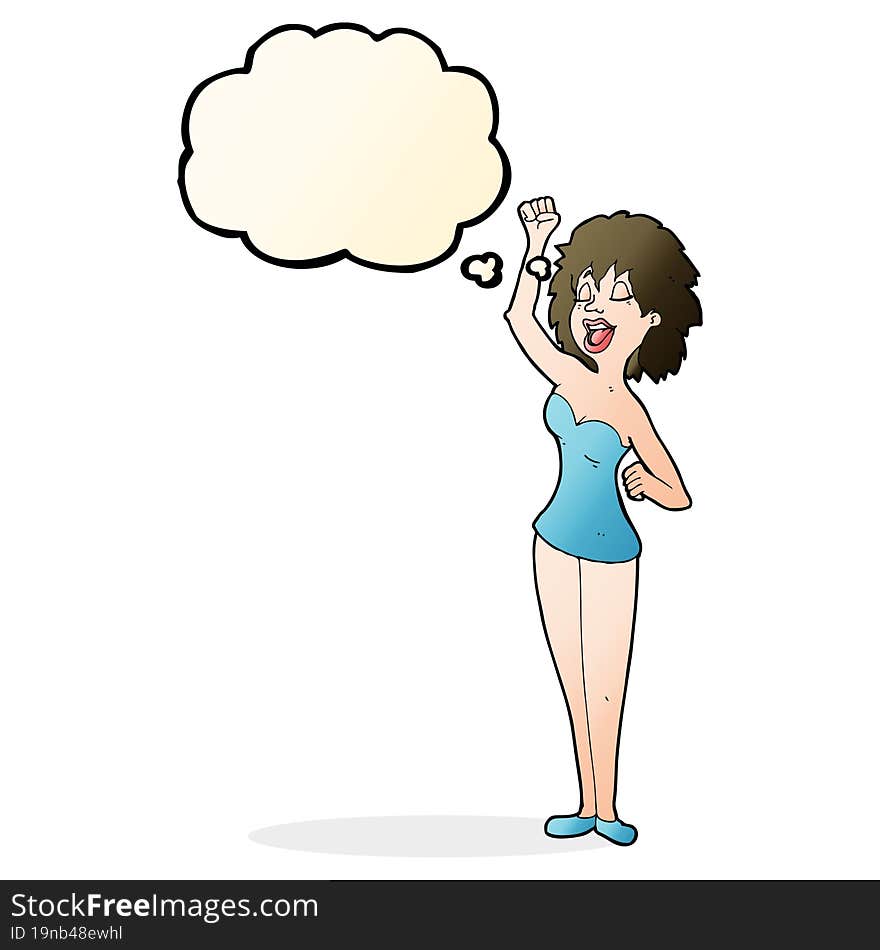 Cartoon Dancing Woman With Thought Bubble