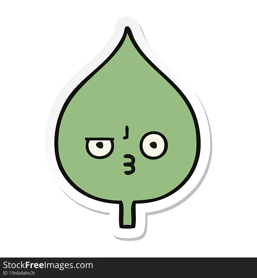 sticker of a cute cartoon expressional leaf