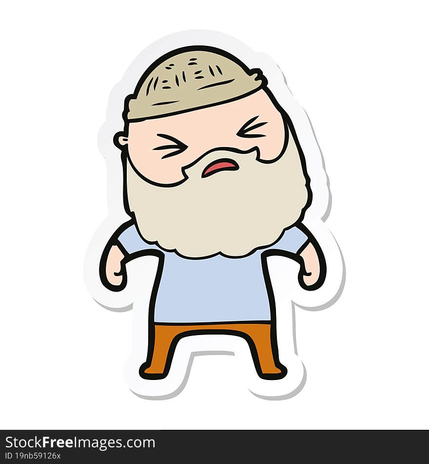 Sticker Of A Cartoon Man With Beard