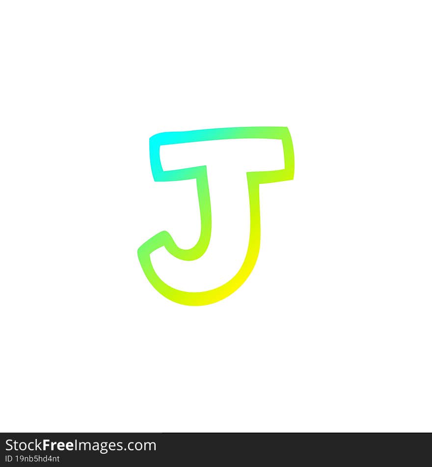 Cold Gradient Line Drawing Cartoon Letter J