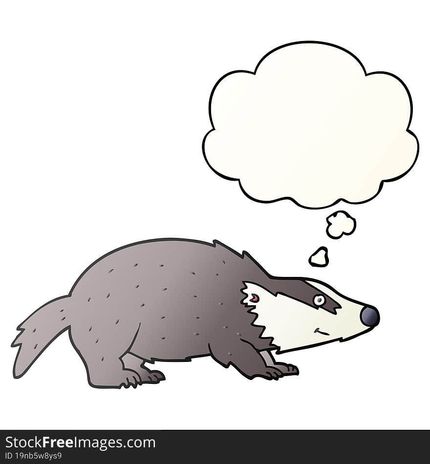 Cartoon Badger And Thought Bubble In Smooth Gradient Style