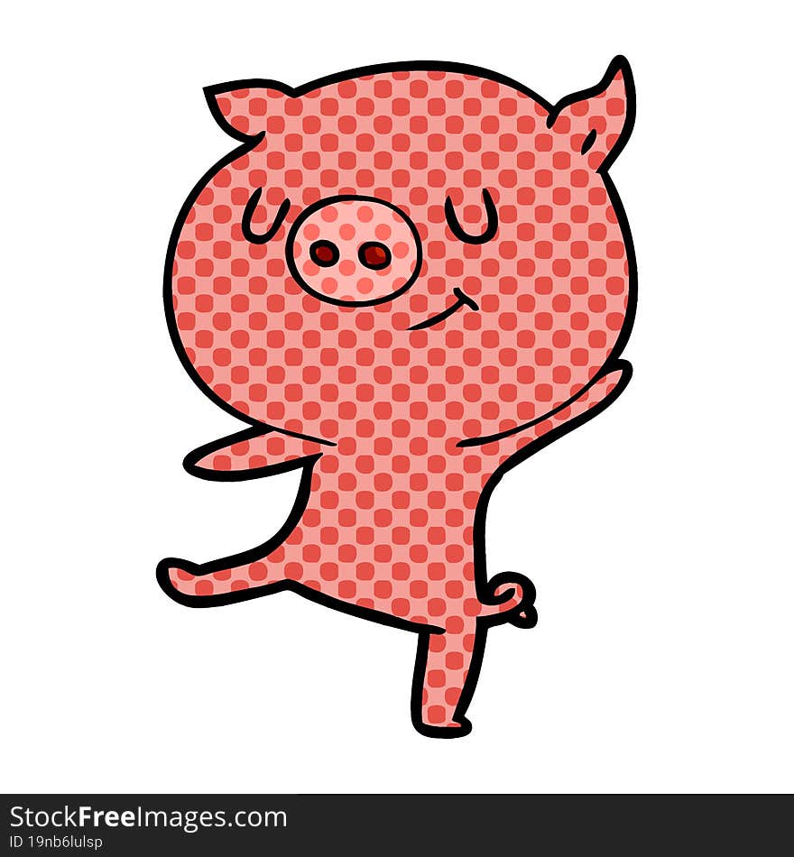 happy cartoon pig. happy cartoon pig