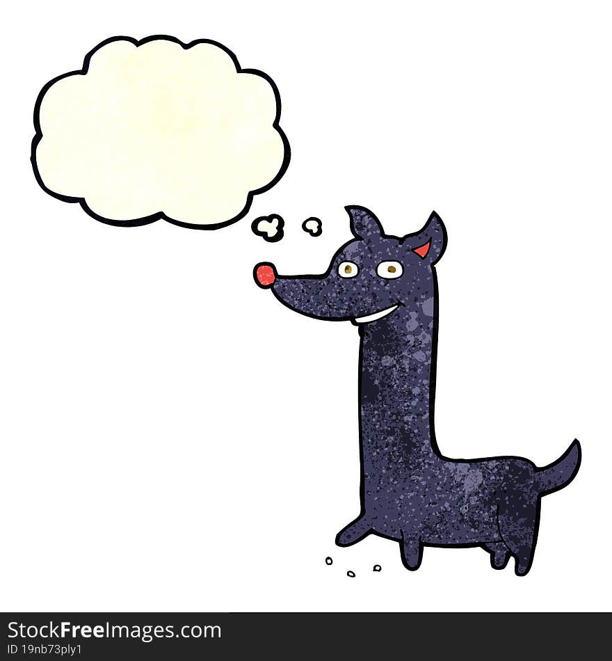 funny cartoon dog with thought bubble