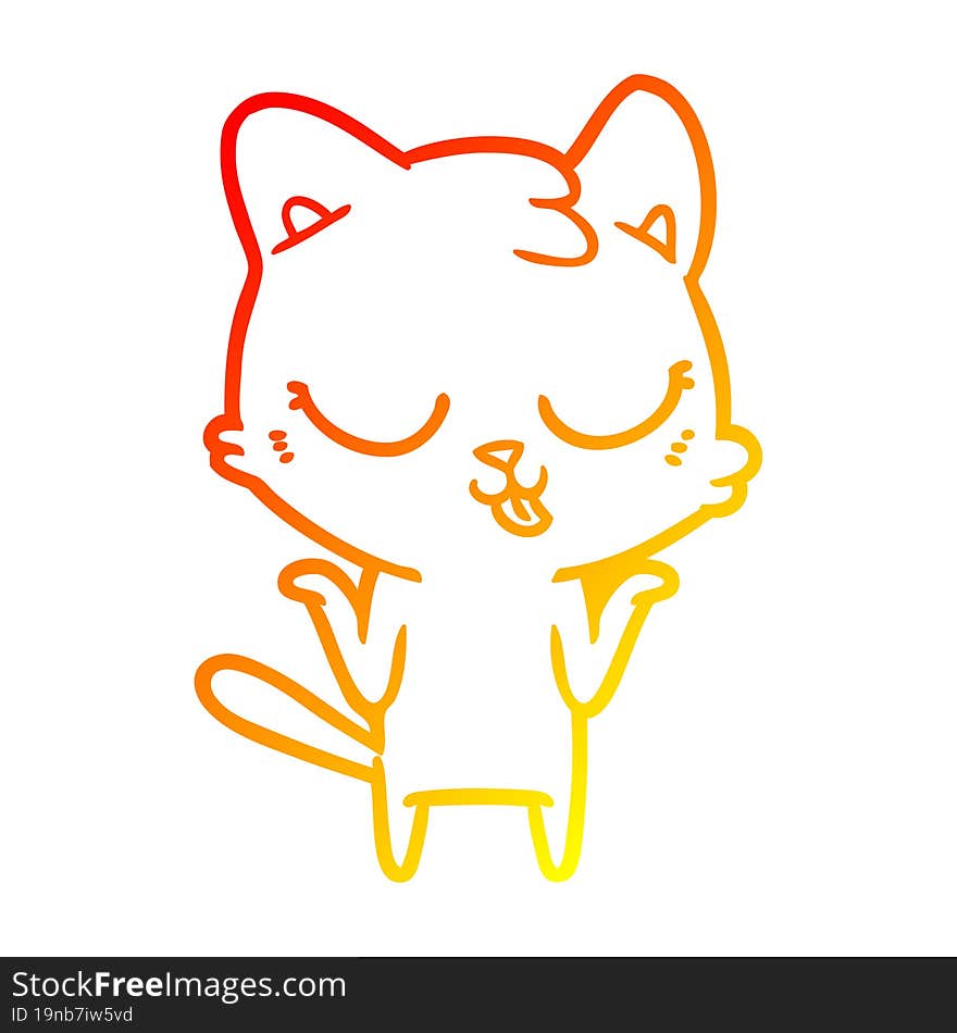 warm gradient line drawing cartoon cat shrugging shoulders