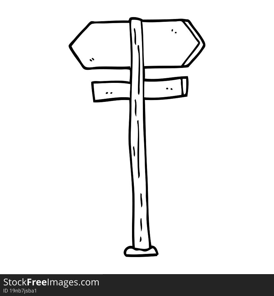 Line Drawing Cartoon Direction Sign