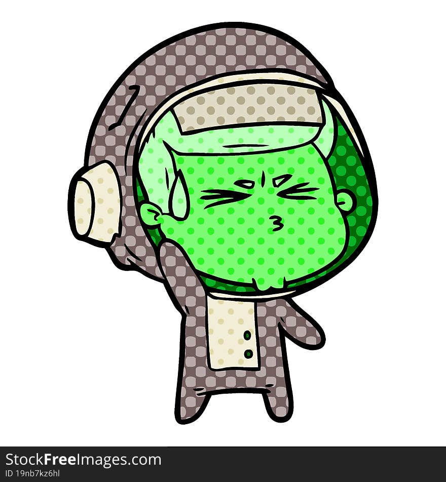 cartoon stressed astronaut. cartoon stressed astronaut