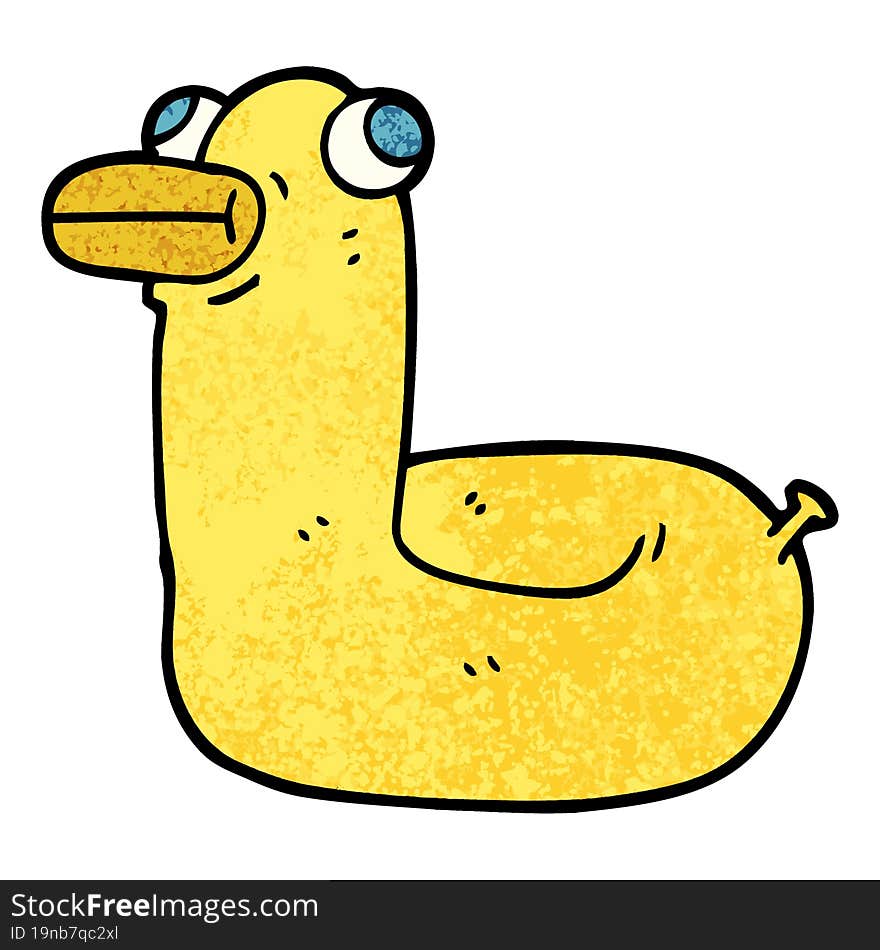 grunge textured illustration cartoon yellow ring duck