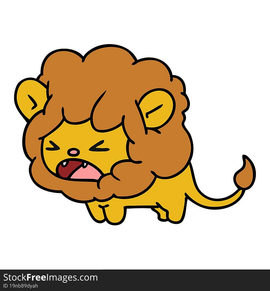 cartoon of cute kawaii roaring lion