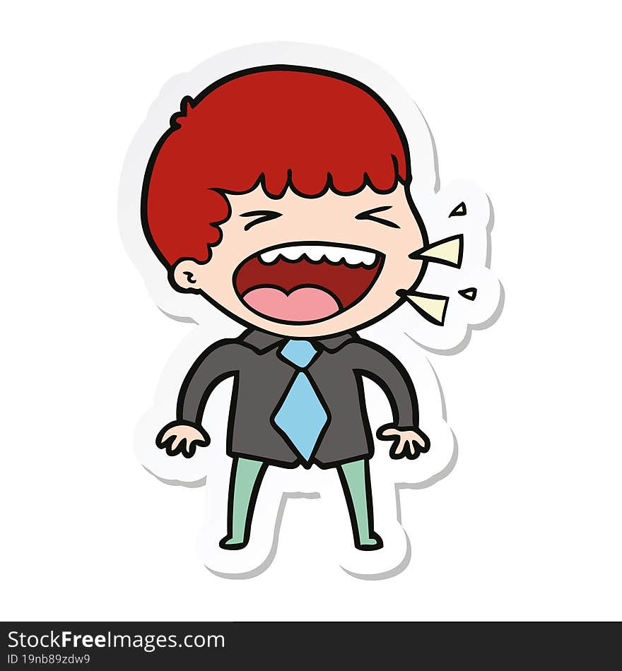 sticker of a cartoon laughing man