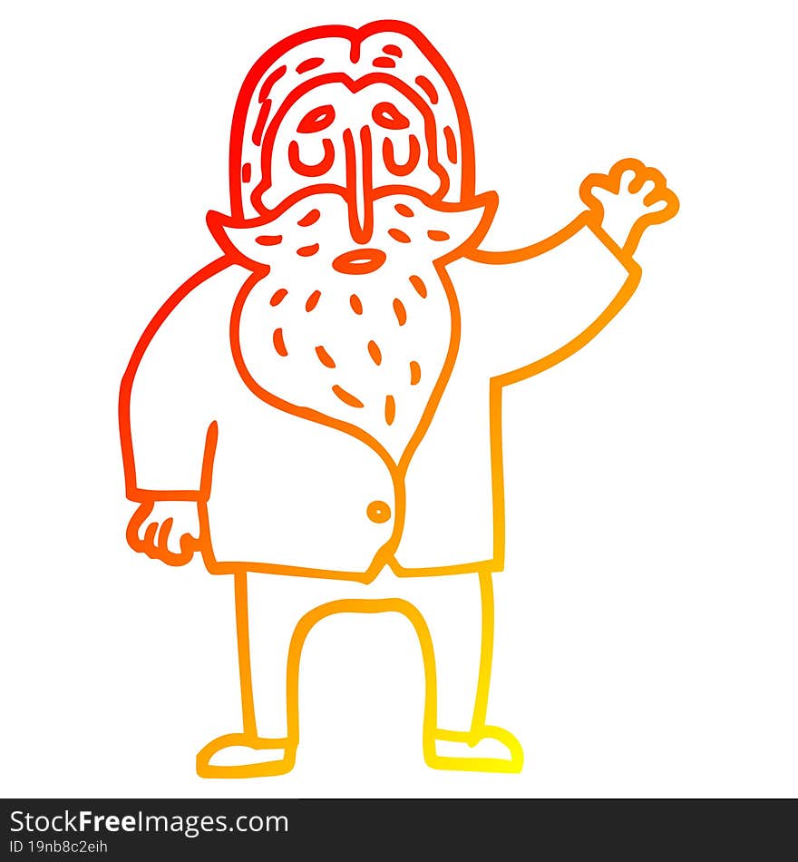 warm gradient line drawing of a cartoon bearded man