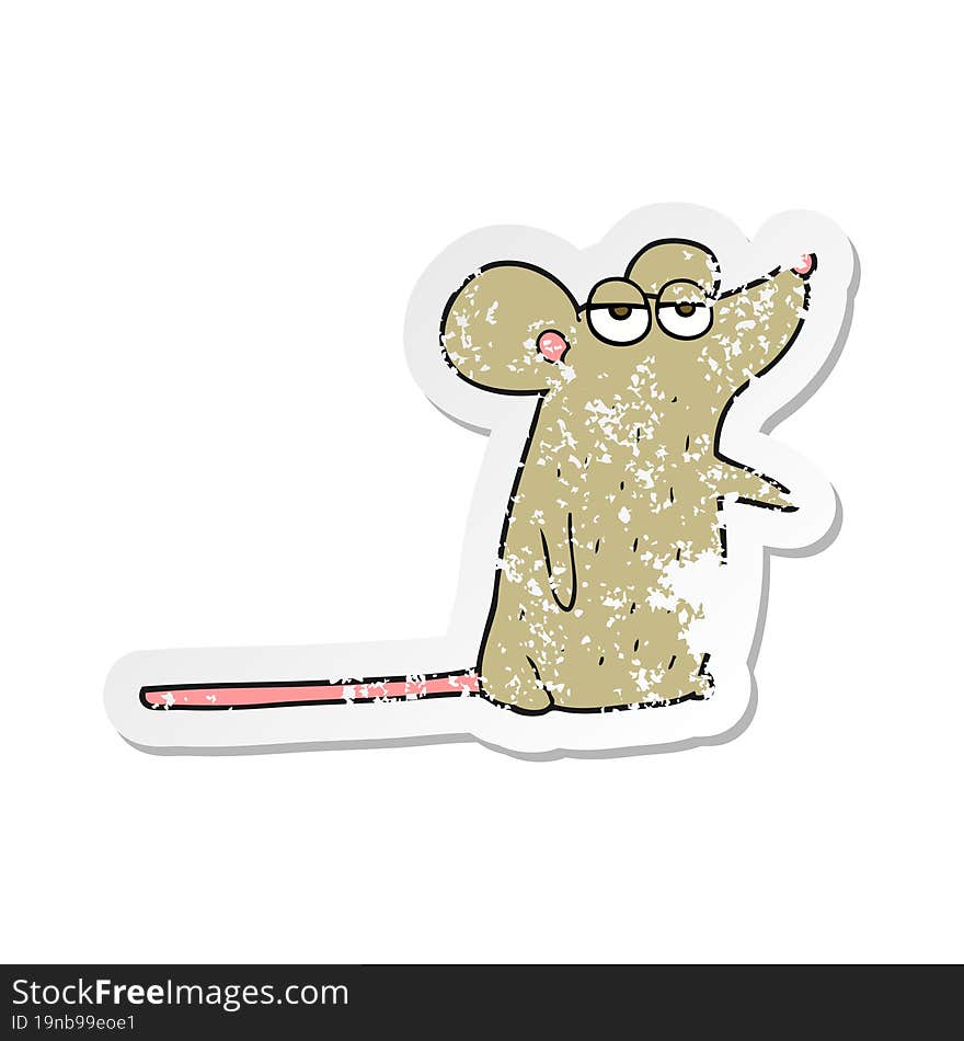 retro distressed sticker of a cartoon mouse