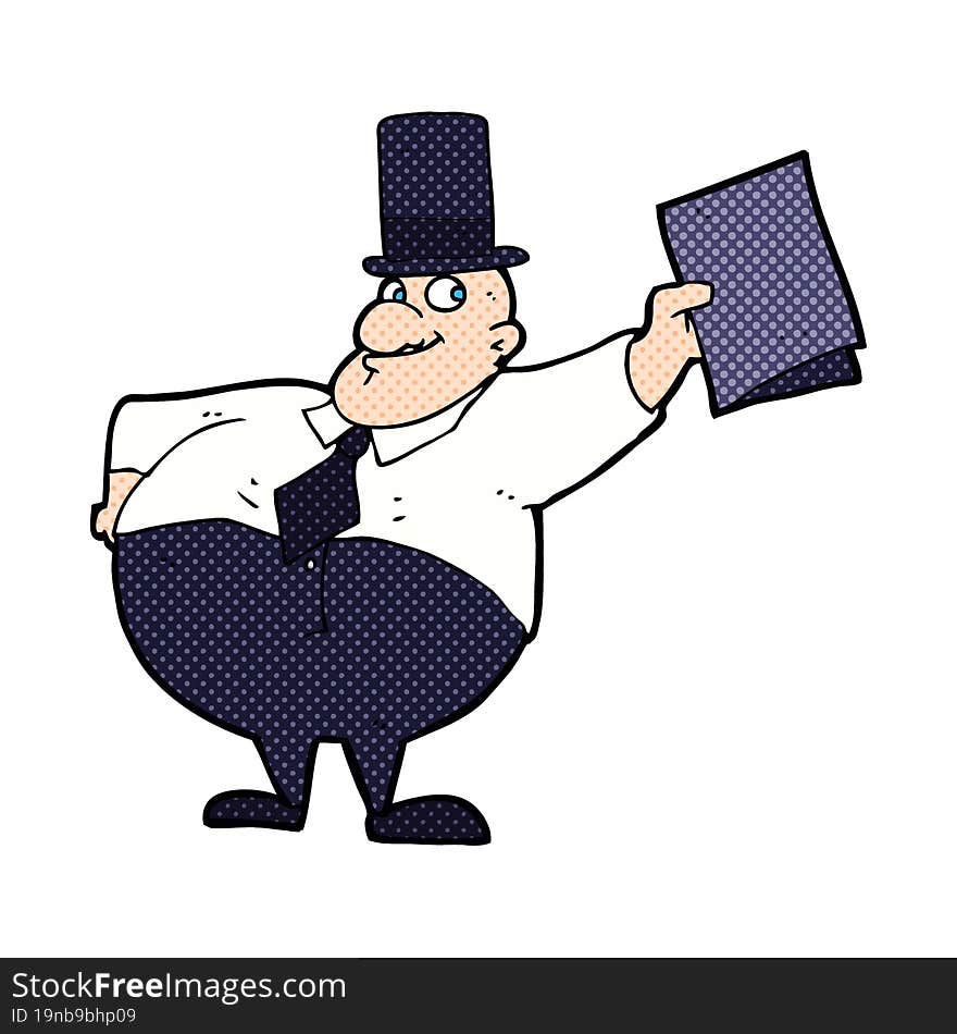 cartoon man wearing top hat