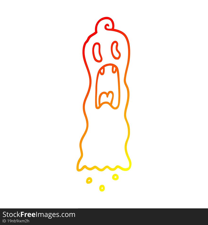 warm gradient line drawing of a cartoon spooky ghost