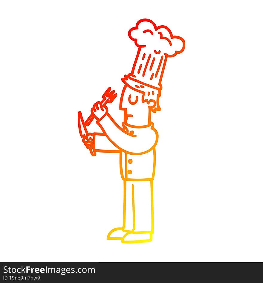 warm gradient line drawing cartoon talented chef