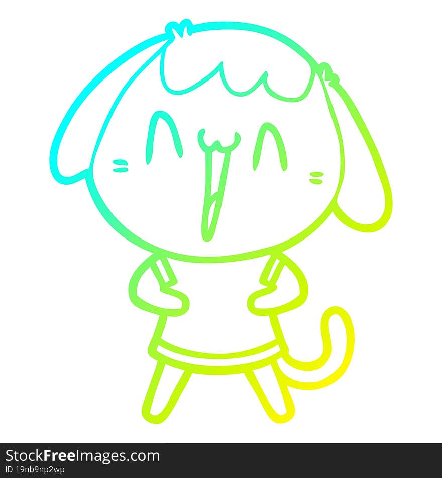 Cold Gradient Line Drawing Cute Cartoon Dog