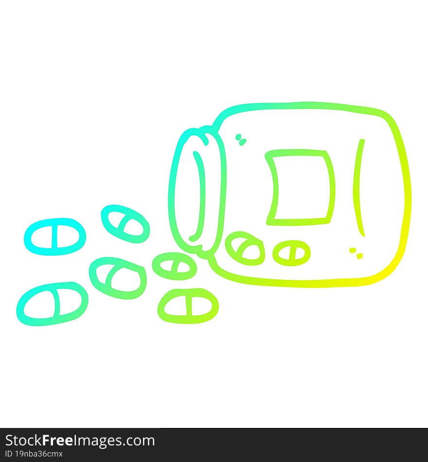 cold gradient line drawing cartoon jar of pills