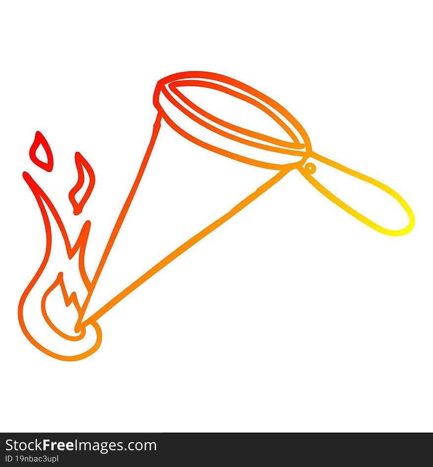 Warm Gradient Line Drawing Cartoon Magnifying Glass