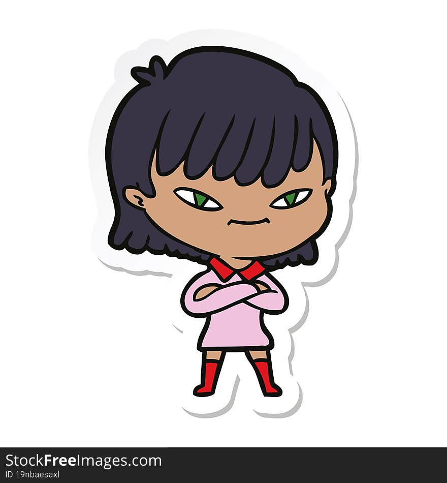 sticker of a cartoon woman