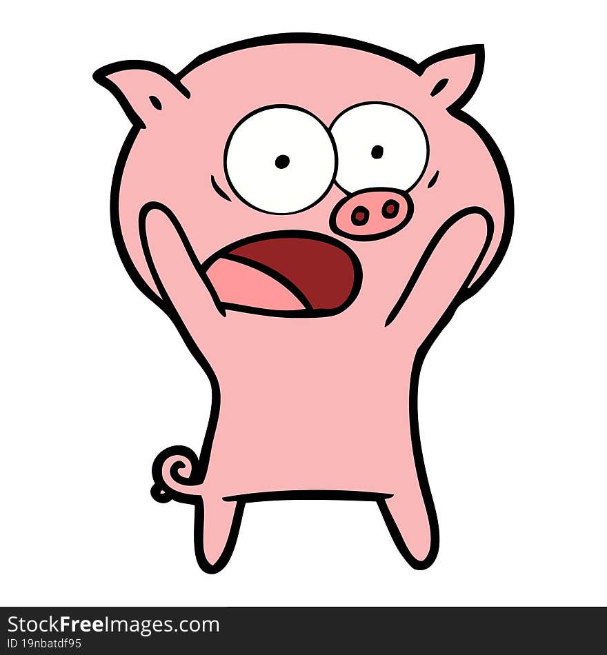 cartoon pig shouting. cartoon pig shouting