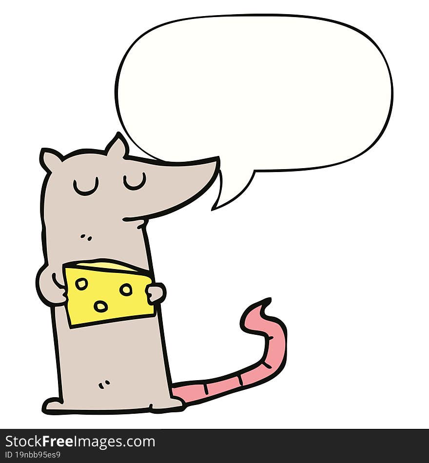 cartoon mouse and cheese and speech bubble