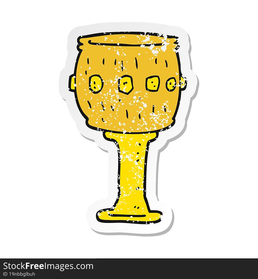 retro distressed sticker of a cartoon goblet