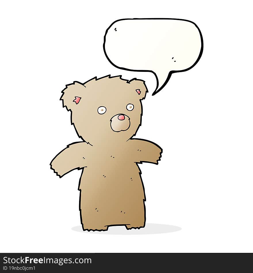 Cartoon Teddy Bear With Speech Bubble