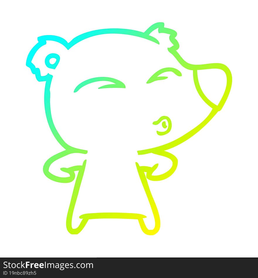 cold gradient line drawing cartoon whistling bear