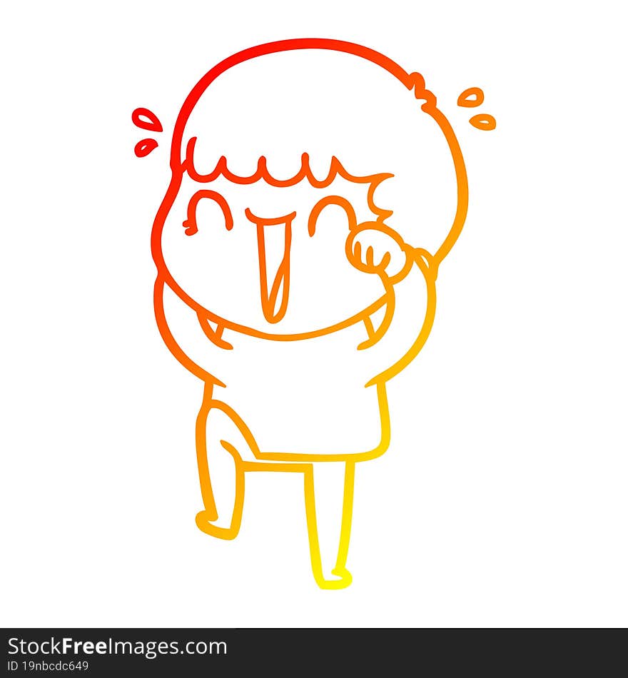 warm gradient line drawing of a laughing cartoon man