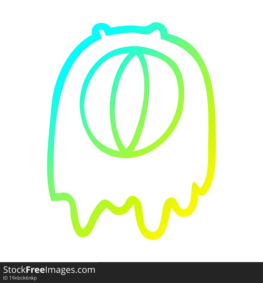 cold gradient line drawing of a cartoon spooky ghost