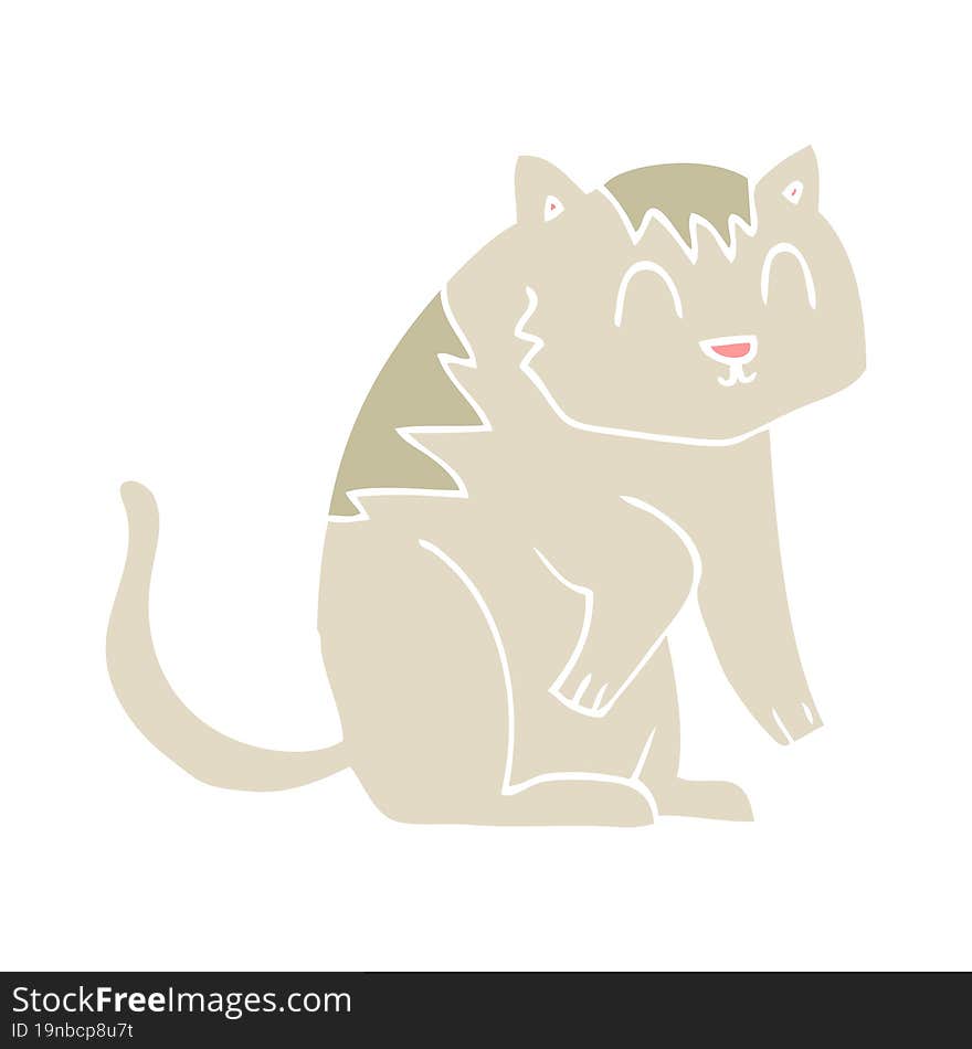 Flat Color Illustration Of A Cartoon Cat