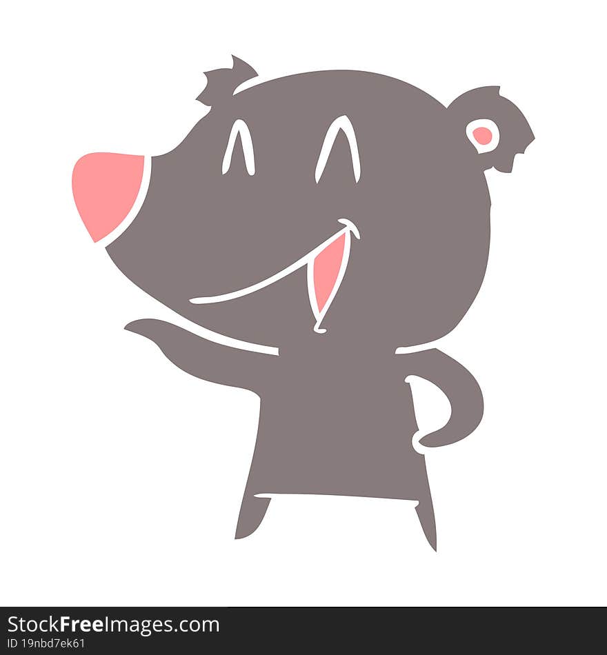 laughing bear flat color style cartoon