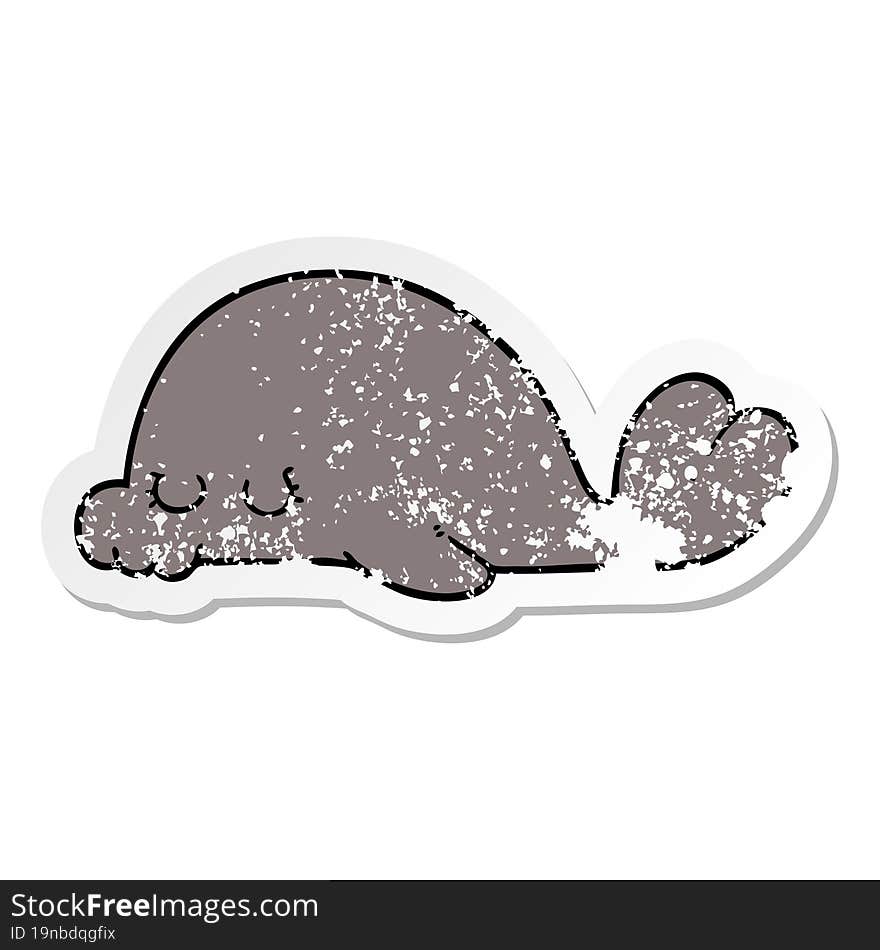 distressed sticker of a cartoon seal