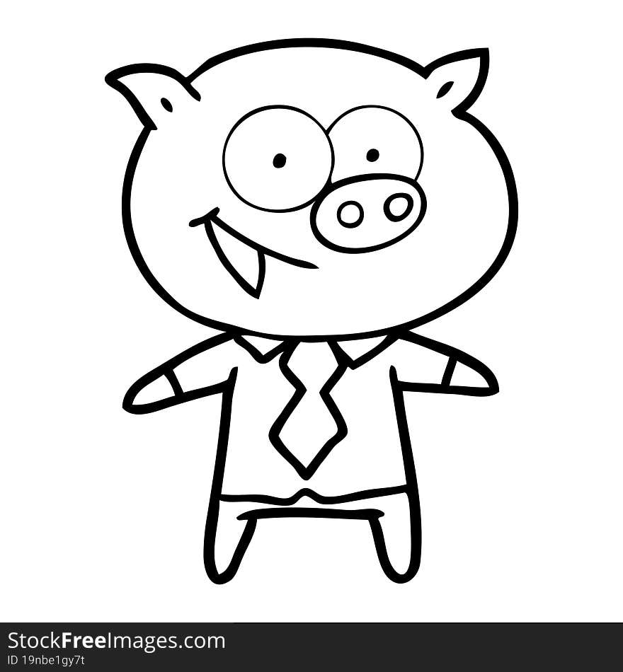 cheerful pig in office clothes. cheerful pig in office clothes