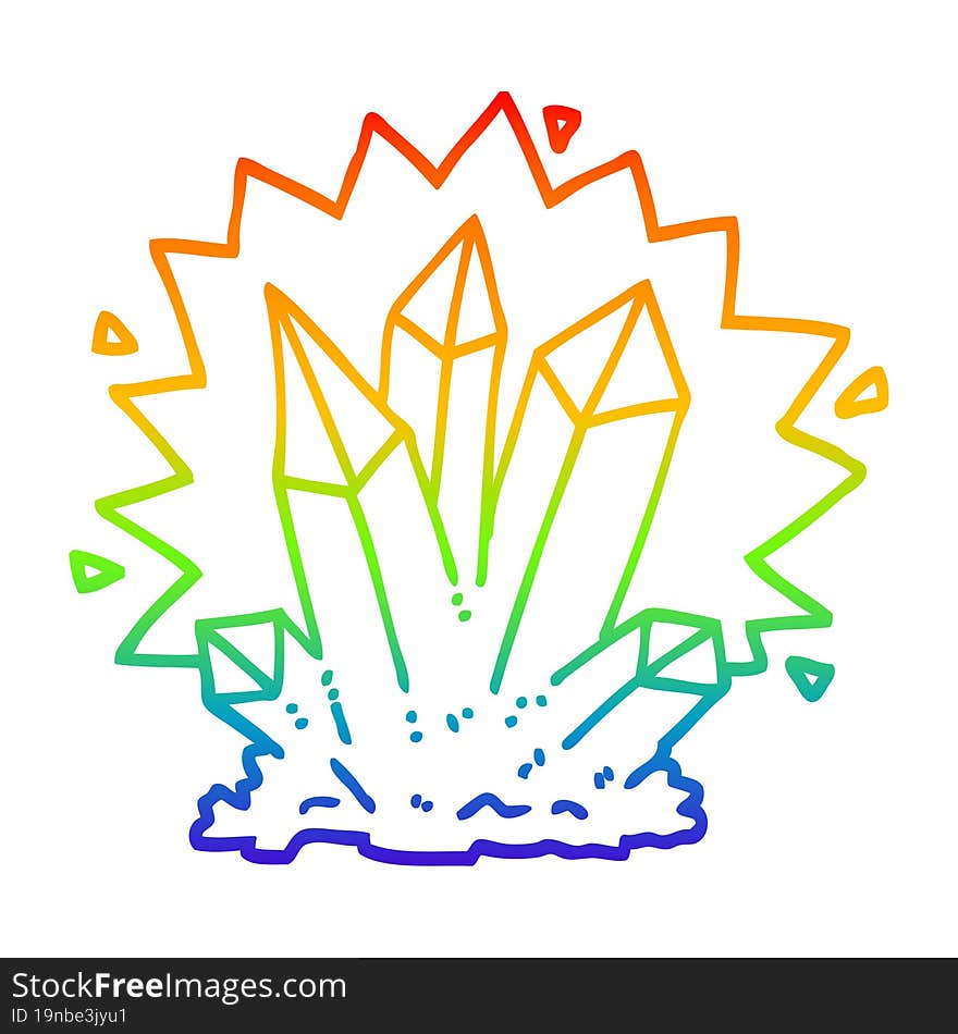 rainbow gradient line drawing cartoon natural crystals