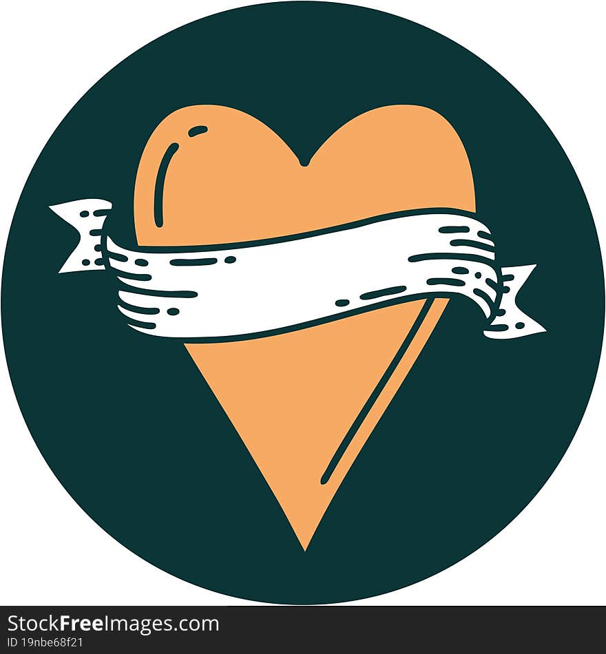 Tattoo Style Icon Of A Heart And Banner