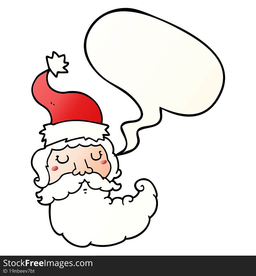 cartoon santa face with speech bubble in smooth gradient style