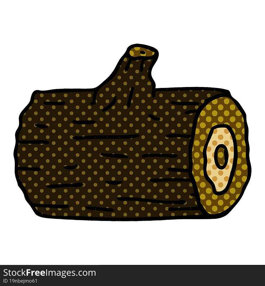 Quirky Comic Book Style Cartoon Wooden Log