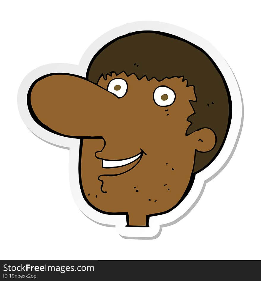 sticker of a cartoon happy male face