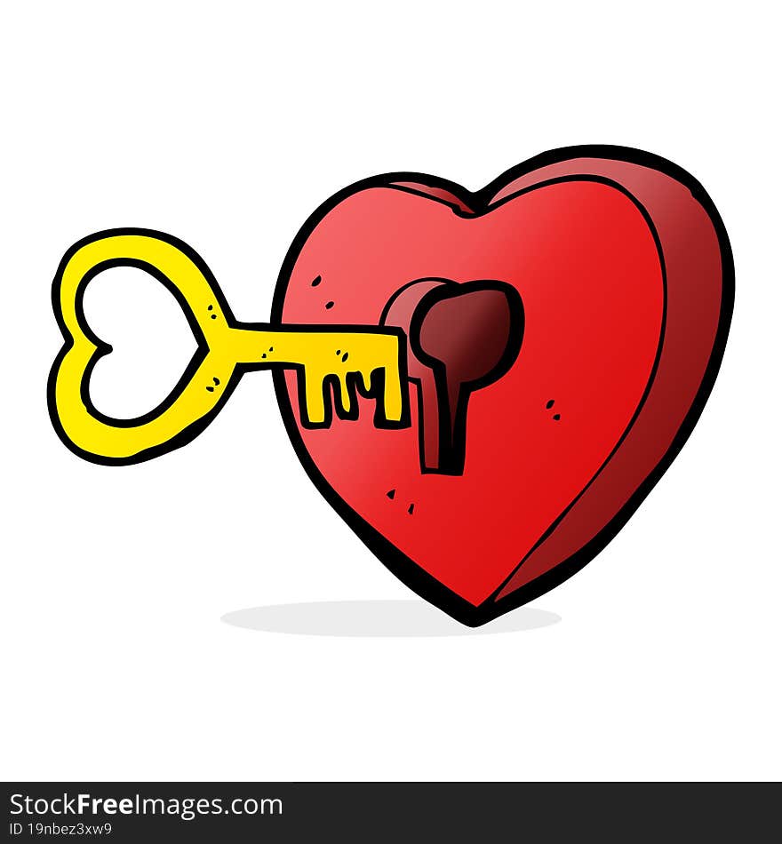 cartoon heart with key