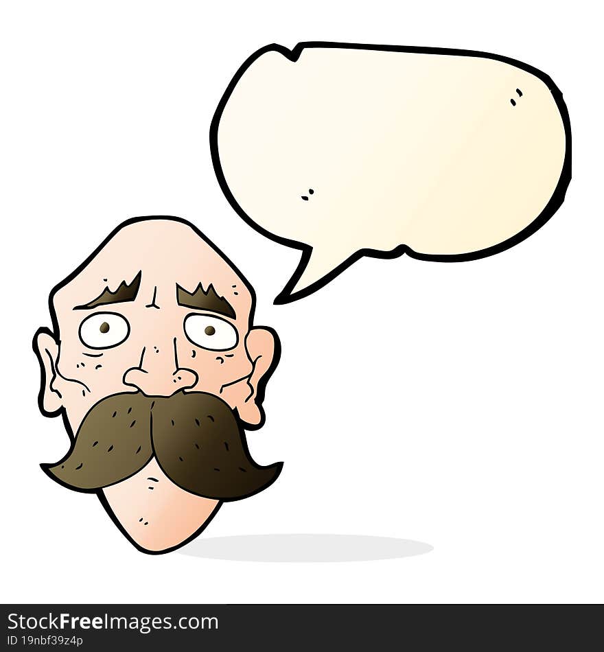 Cartoon Sad Old Man With Speech Bubble